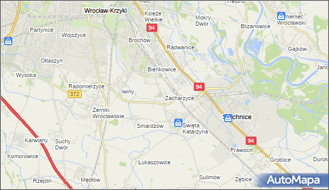 mapa Zacharzyce, Zacharzyce na mapie Targeo