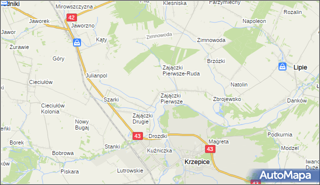 mapa Zajączki Pierwsze, Zajączki Pierwsze na mapie Targeo