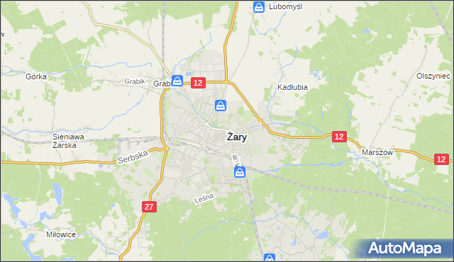 mapa Żary, Żary na mapie Targeo