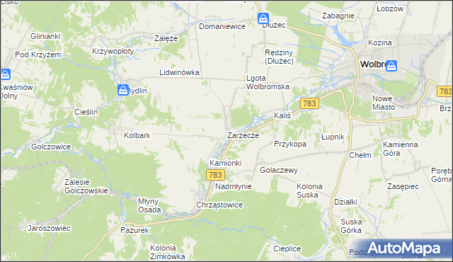 mapa Zarzecze gmina Wolbrom, Zarzecze gmina Wolbrom na mapie Targeo