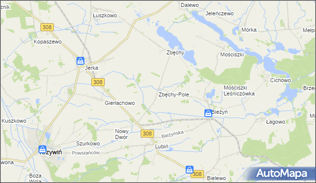 mapa Zbęchy-Pole, Zbęchy-Pole na mapie Targeo