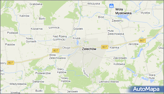 mapa Żelechów powiat garwoliński, Żelechów powiat garwoliński na mapie Targeo