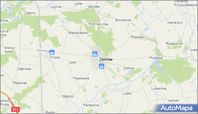 mapa Żerków powiat jarociński, Żerków powiat jarociński na mapie Targeo