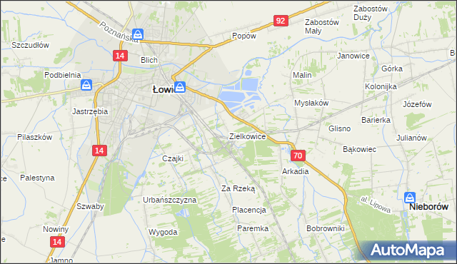 mapa Zielkowice, Zielkowice na mapie Targeo