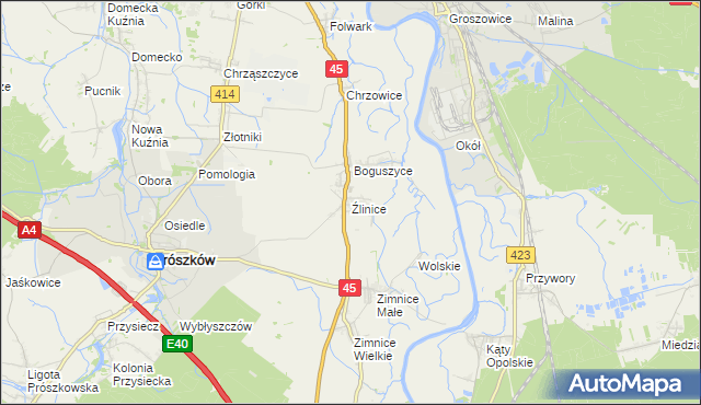 mapa Źlinice, Źlinice na mapie Targeo