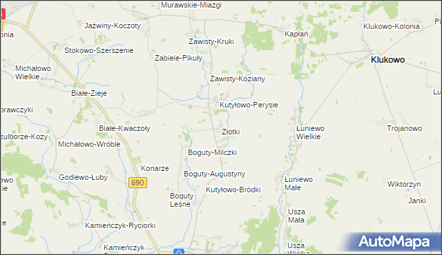 mapa Złotki gmina Boguty-Pianki, Złotki gmina Boguty-Pianki na mapie Targeo