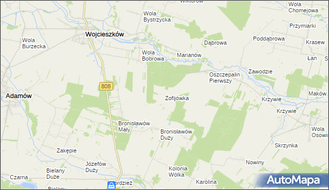 mapa Zofijówka gmina Wojcieszków, Zofijówka gmina Wojcieszków na mapie Targeo