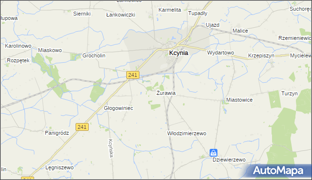 mapa Żurawia gmina Kcynia, Żurawia gmina Kcynia na mapie Targeo