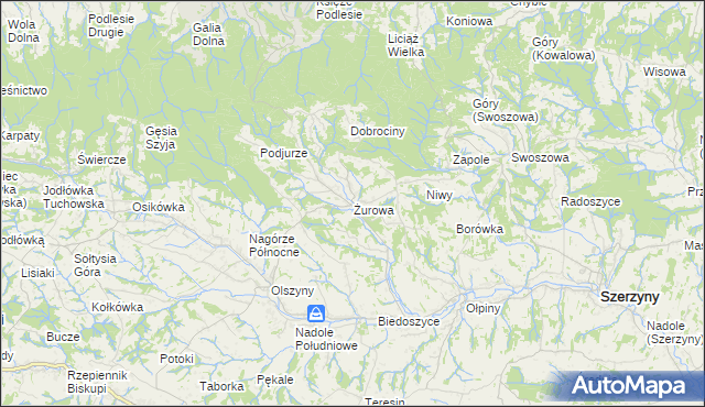 mapa Żurowa, Żurowa na mapie Targeo