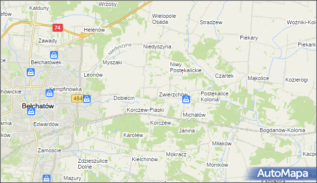 mapa Zwierzchów, Zwierzchów na mapie Targeo