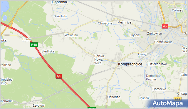 mapa Polska Nowa Wieś, Polska Nowa Wieś na mapie Targeo