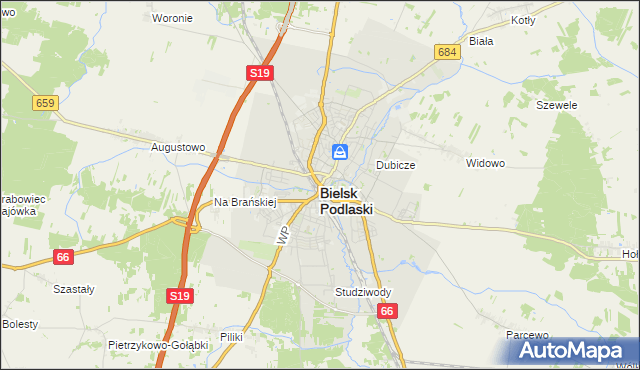 mapa Bielsk Podlaski, Bielsk Podlaski na mapie Targeo