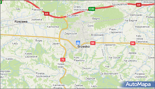 mapa Brzesko, Brzesko na mapie Targeo