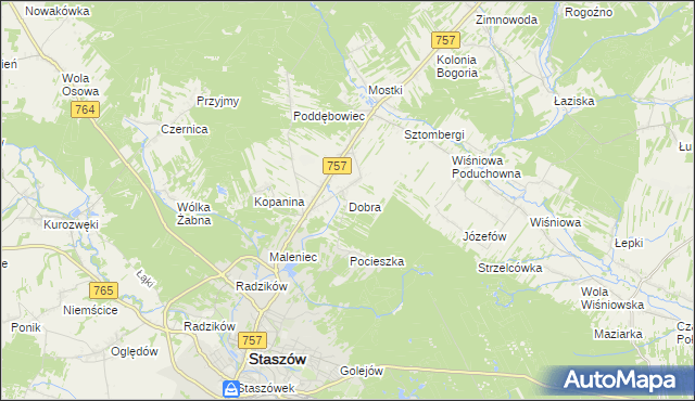 mapa Dobra gmina Staszów, Dobra gmina Staszów na mapie Targeo