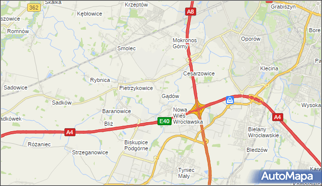 mapa Gądów, Gądów na mapie Targeo