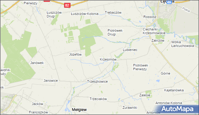 mapa Krzesimów, Krzesimów na mapie Targeo