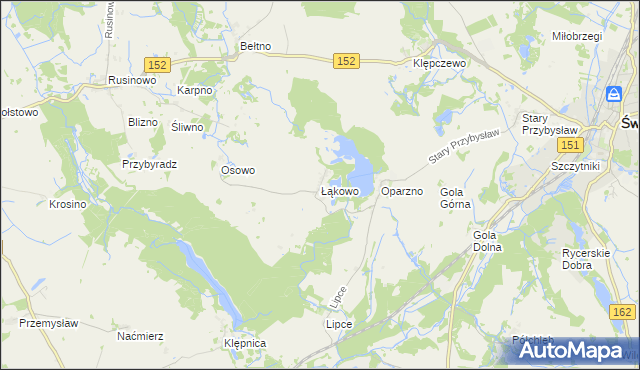 mapa Łąkowo, Łąkowo na mapie Targeo