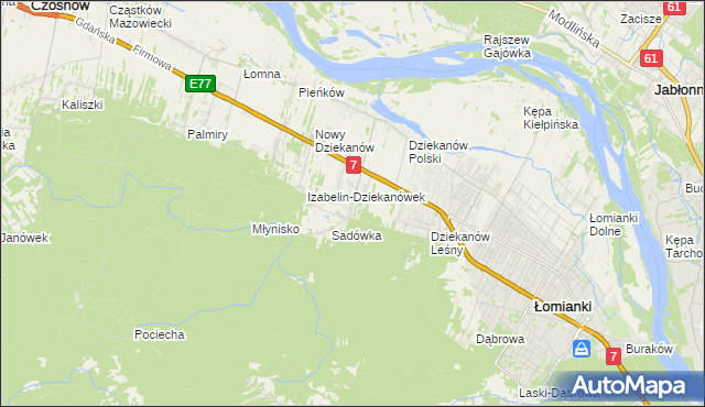mapa Sadowa gmina Łomianki, Sadowa gmina Łomianki na mapie Targeo