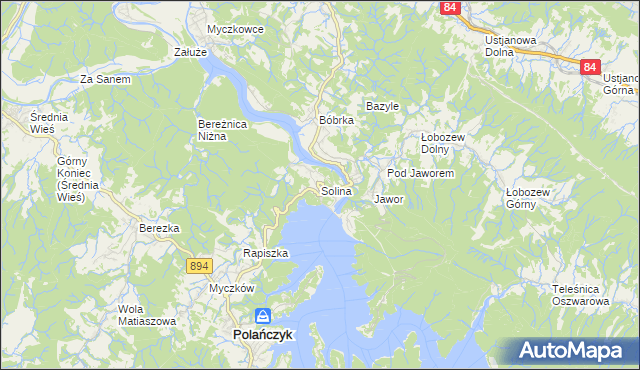 mapa Solina, Solina na mapie Targeo