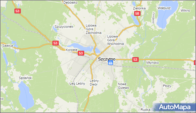 mapa Szczytno, Szczytno na mapie Targeo