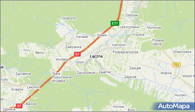 mapa Czerwona Górka gmina Łączna, Czerwona Górka gmina Łączna na mapie Targeo