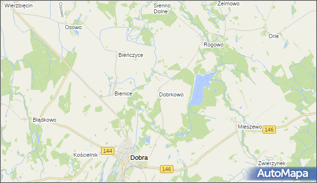 mapa Dobrkowo, Dobrkowo na mapie Targeo