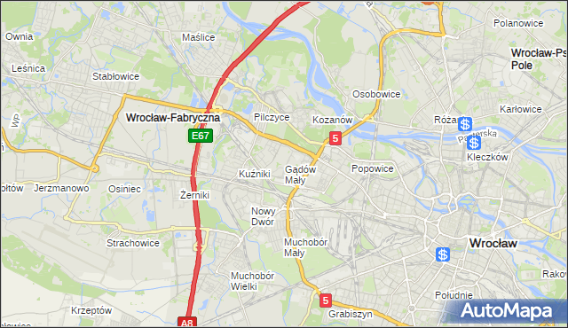mapa Gądów Mały, Gądów Mały na mapie Targeo