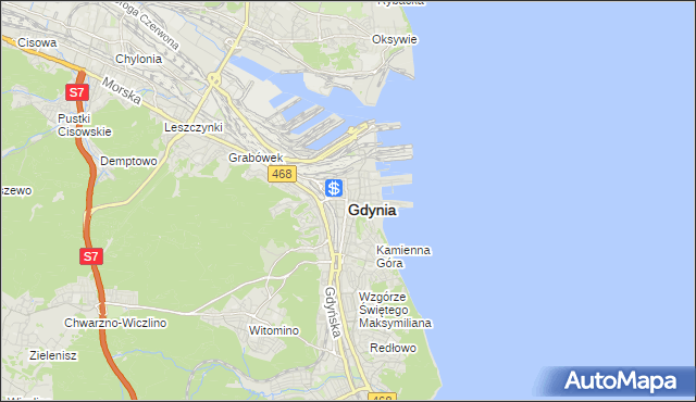 mapa Gdyni, Gdynia na mapie Targeo