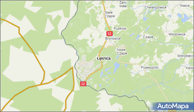 mapa Łęknica powiat żarski, Łęknica powiat żarski na mapie Targeo