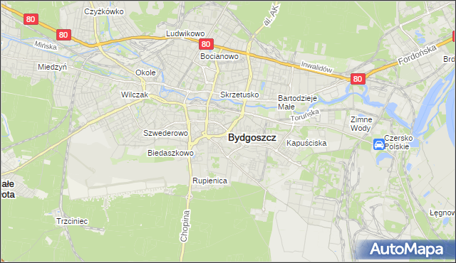 mapa Bydgoszczy, Bydgoszcz na mapie Targeo
