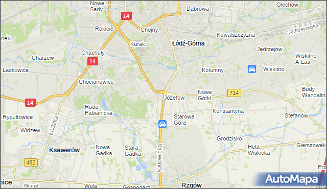 mapa Józefów gmina Łódź, Józefów gmina Łódź na mapie Targeo