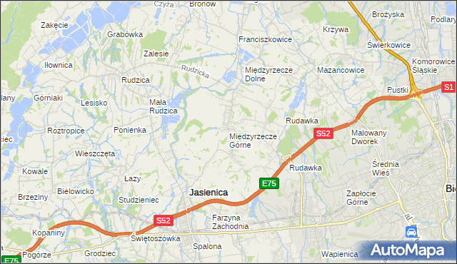 mapa Międzyrzecze Górne, Międzyrzecze Górne na mapie Targeo