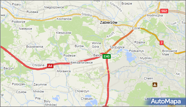 mapa Balice gmina Zabierzów, Balice gmina Zabierzów na mapie Targeo