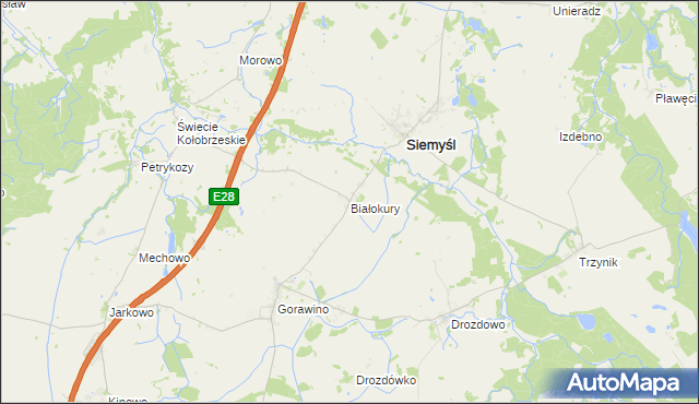 mapa Białokury, Białokury na mapie Targeo