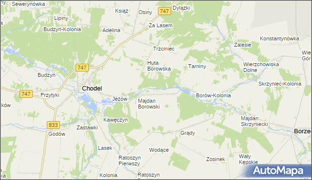 mapa Borów gmina Chodel, Borów gmina Chodel na mapie Targeo