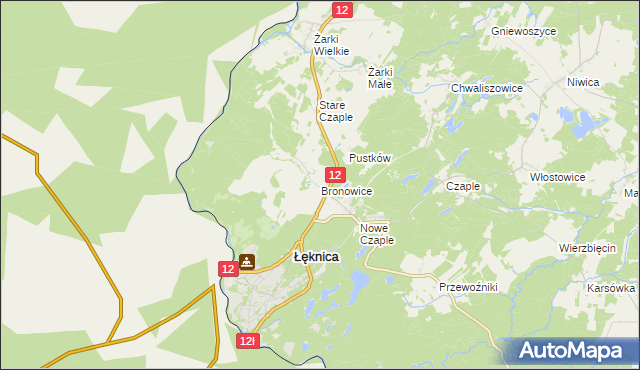 mapa Bronowice gmina Trzebiel, Bronowice gmina Trzebiel na mapie Targeo