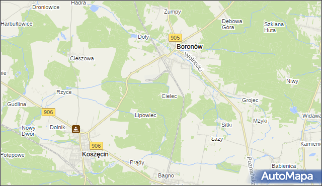 mapa Cielec, Cielec na mapie Targeo