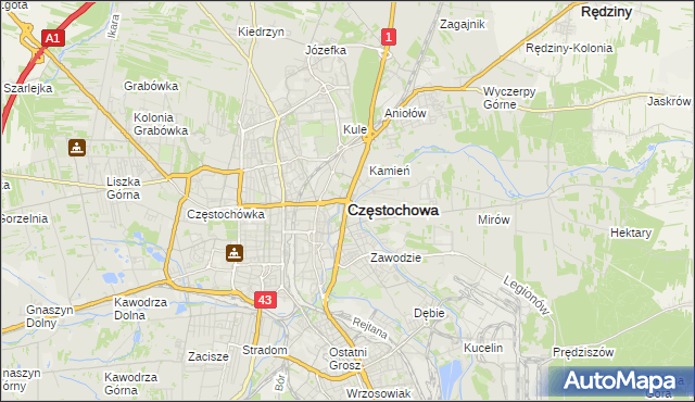 mapa Częstochowy, Częstochowa na mapie Targeo