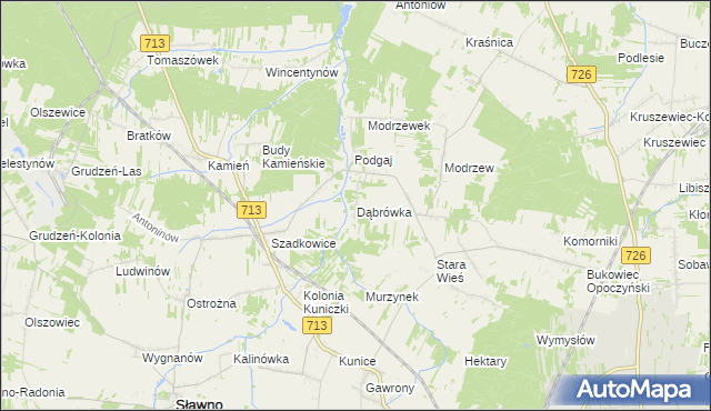 mapa Dąbrówka gmina Sławno, Dąbrówka gmina Sławno na mapie Targeo