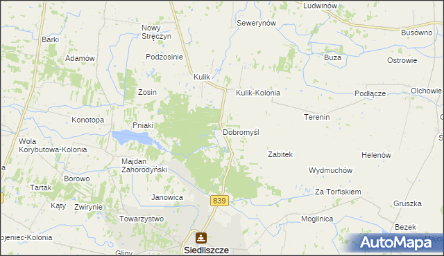 mapa Dobromyśl gmina Siedliszcze, Dobromyśl gmina Siedliszcze na mapie Targeo