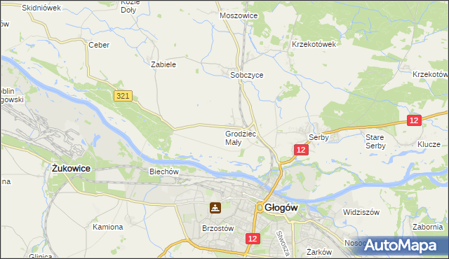 mapa Grodziec Mały, Grodziec Mały na mapie Targeo