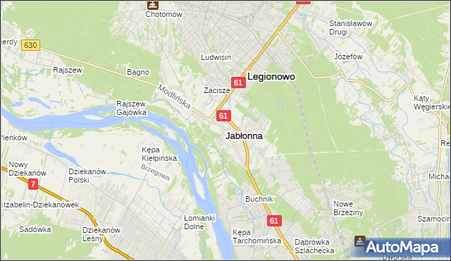 mapa Jabłonna powiat legionowski, Jabłonna powiat legionowski na mapie Targeo