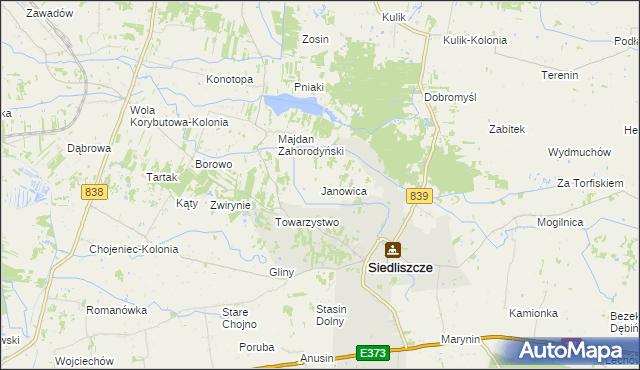 mapa Janowica gmina Siedliszcze, Janowica gmina Siedliszcze na mapie Targeo