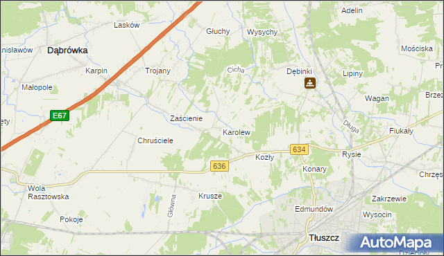 mapa Karolew gmina Dąbrówka, Karolew gmina Dąbrówka na mapie Targeo