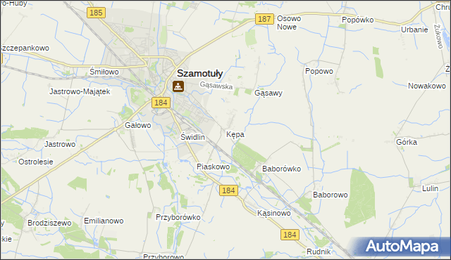 mapa Kępa gmina Szamotuły, Kępa gmina Szamotuły na mapie Targeo