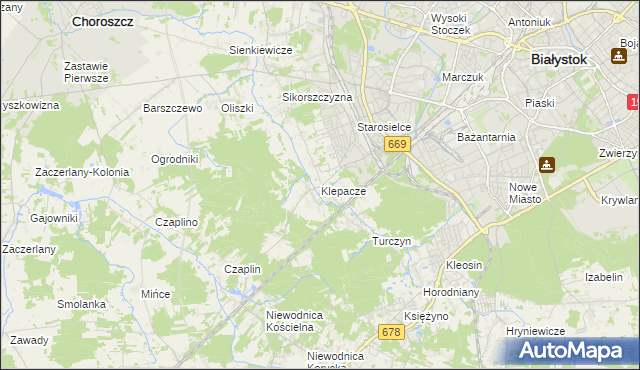 mapa Klepacze gmina Choroszcz, Klepacze gmina Choroszcz na mapie Targeo