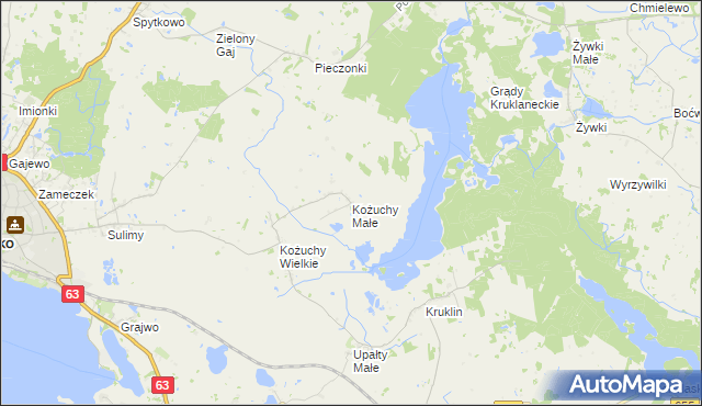 mapa Kożuchy Małe, Kożuchy Małe na mapie Targeo