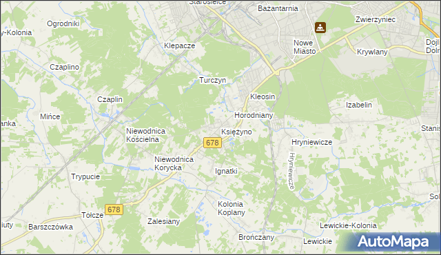 mapa Księżyno, Księżyno na mapie Targeo