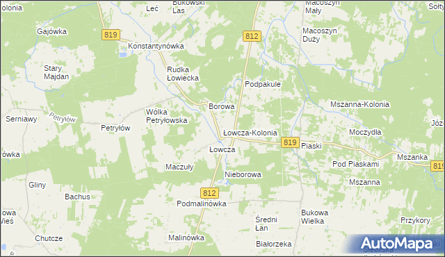 mapa Łowcza-Kolonia, Łowcza-Kolonia na mapie Targeo