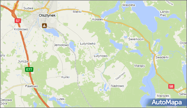 mapa Łutynowo, Łutynowo na mapie Targeo